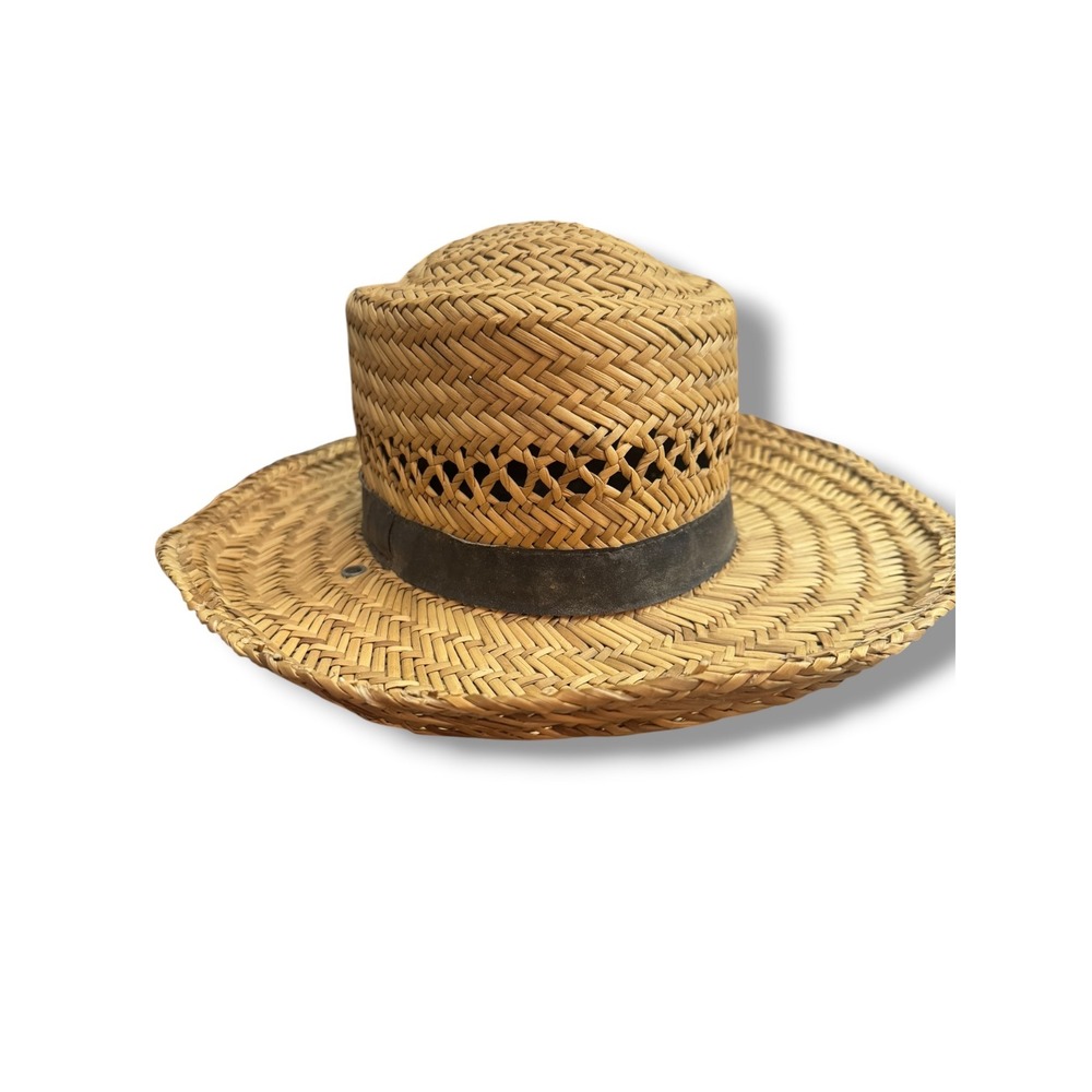 Straw Gambler sun‎ Hat Vented leather band western Golf unisex Cowboy outdoors